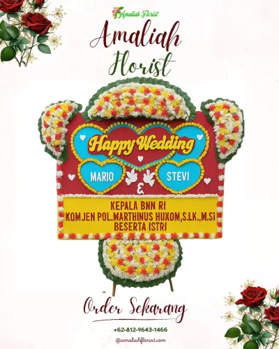 Karangan Papan Bunga Pernikahan di Pohe
